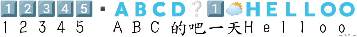 “12345 Abc的吧一天helloo”轉爲emoji表情符號 《國語字典》📘 